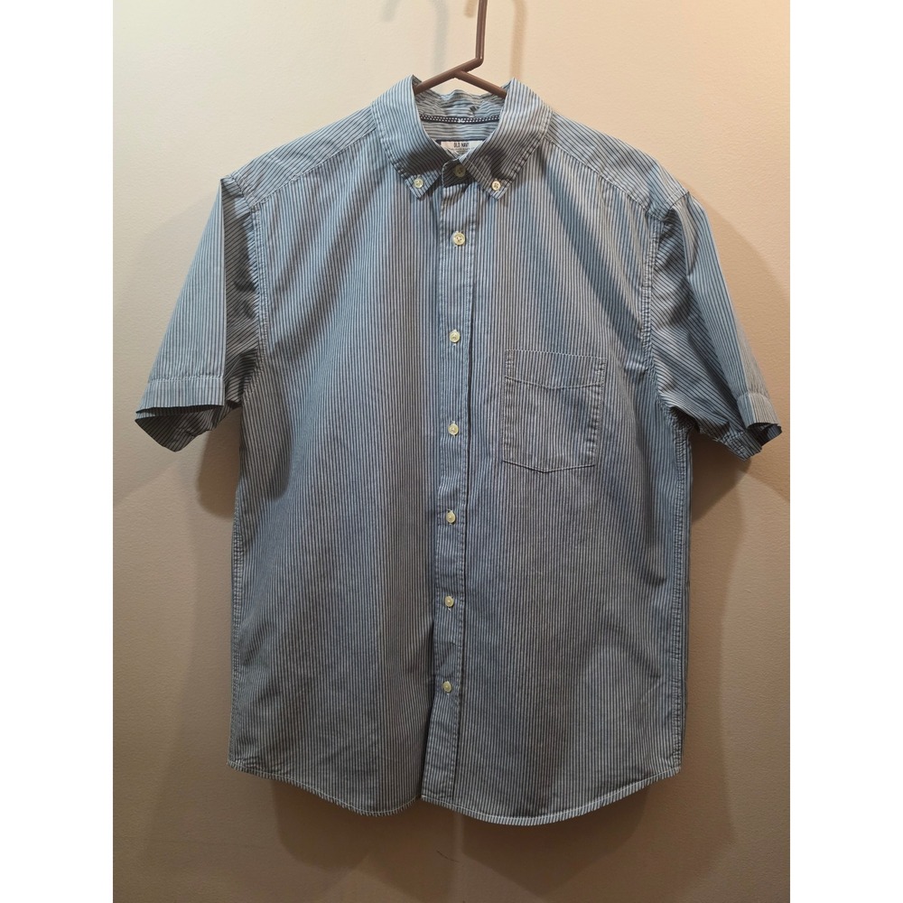 Old Navy Mens Blue White Pinstripe Short Sleeve Button Down Shirt Medium‎ Cotton